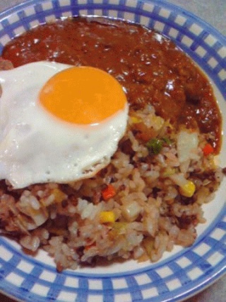 焼き飯カレーゆで卵