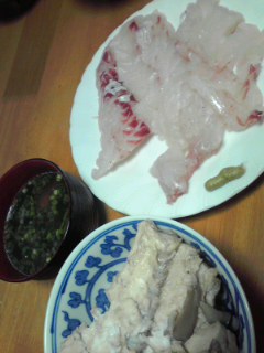 鯛の刺身、あら、すまし汁。
