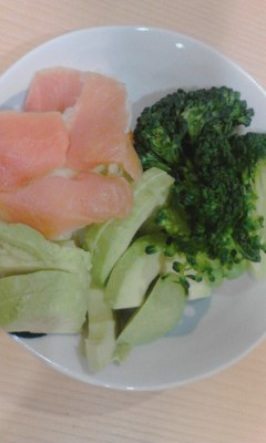 野菜とサーモン